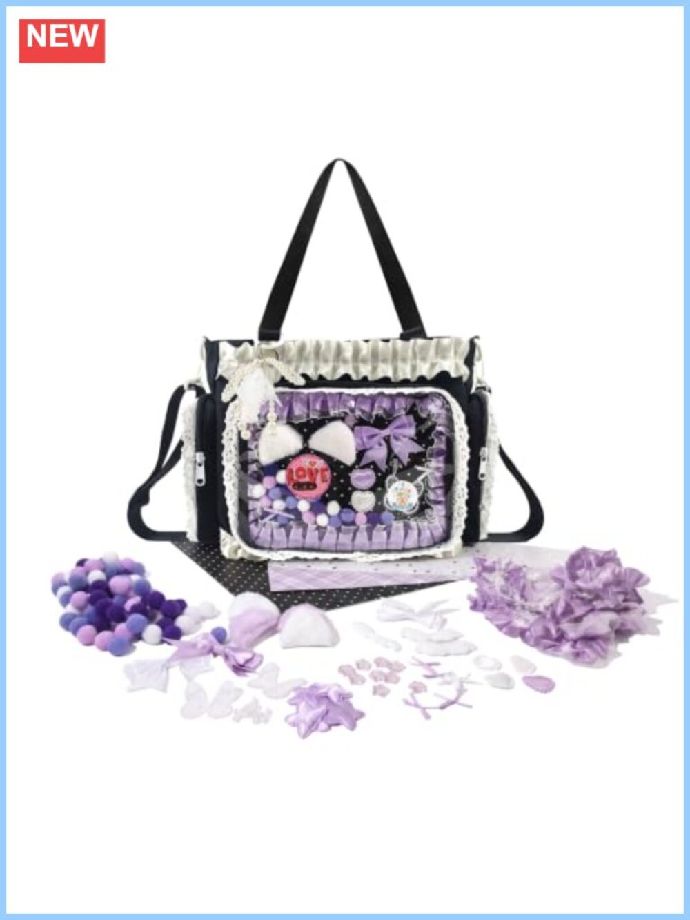 Kawaii Ita Bag Crossbody with Clear Window & DIY Accessories
